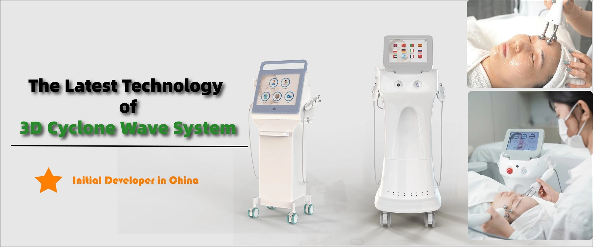 3D Cyclone Wave System for Skin Lifting, Antiaging, Skin Relaxation and Muscle Sculpting.