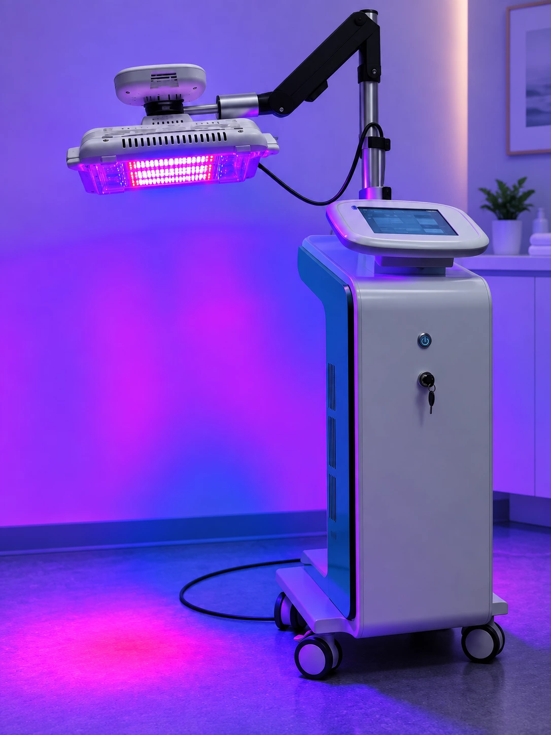Professional red and blue LED therapy device for multi-wavelength aesthetic skin care